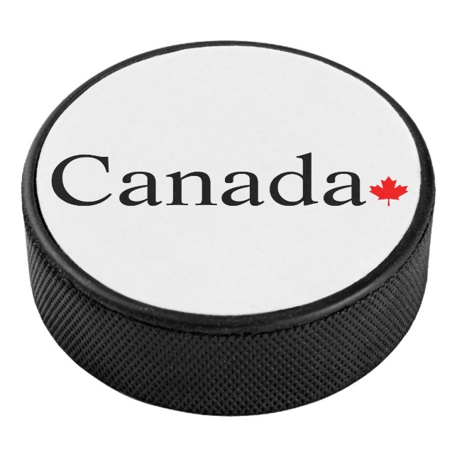 Typografie mit rotem Ahornblatt in Kanada Eishockey Puck (3/4)