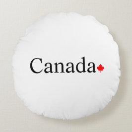 Typografie mit rotem Ahornblatt Rundes Kissen