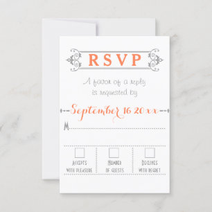 Typografie mit Vintagem Rahmen Korallenhochzeit RS RSVP Karte