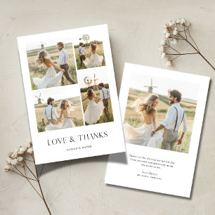 Typografie Moderne Liebe & Dank 5 Foto Hochzeit Dankeskarte