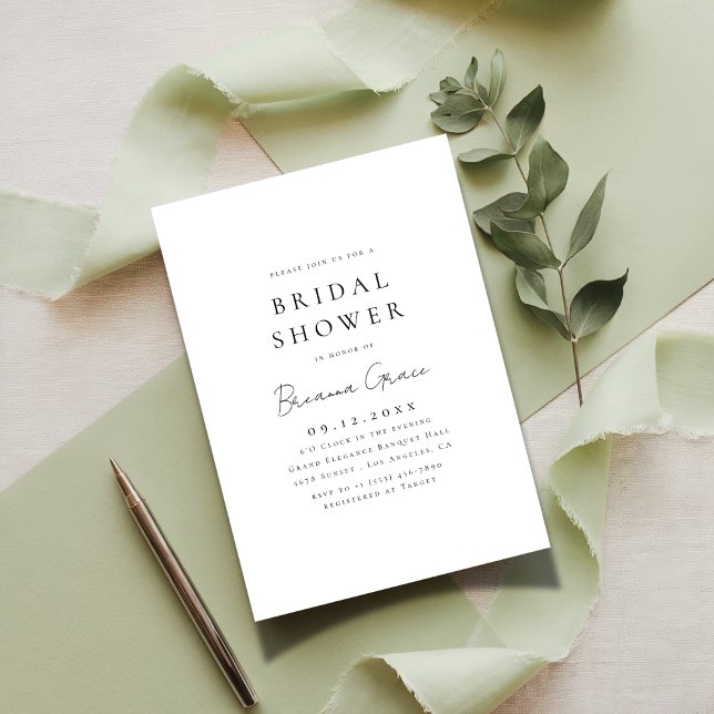 Typografie Modernes Drehbuch Schwarz-weißes Brautp Einladung (Von Creator hochgeladen)