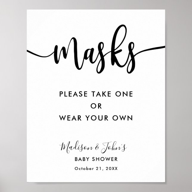 Typografie Monochrome Modern Wear Masken Zeichen Poster (Vorne)