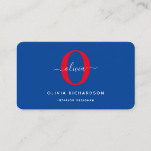 Typografie Monogram Script Name Blue White Red Visitenkarte