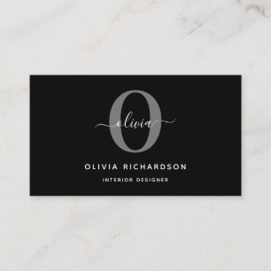 Typografie Monogram Script Name Schwarz-weiß Grau Visitenkarte