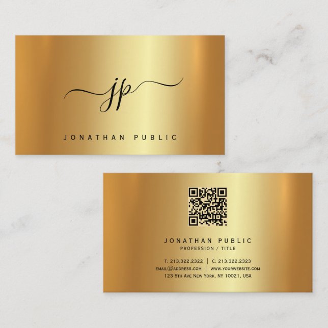 Typografie Monogramm Gold Premium Seide Luxuriös Visitenkarte (Vorne/Hinten)