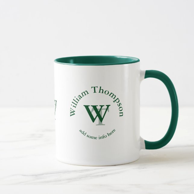 Typografie Monogramm - personalisiertes Logo grün Tasse (Rechts)