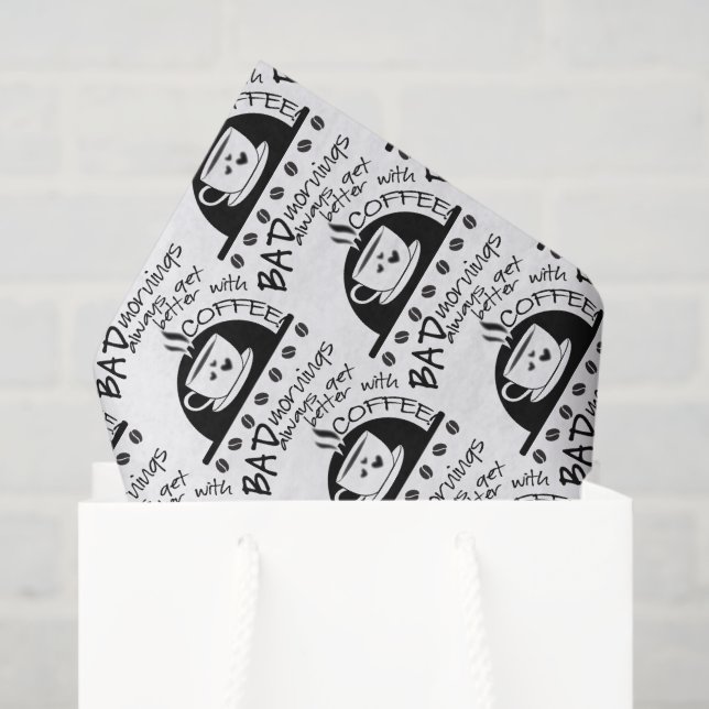 Typografie | Morgens besser mit Kaffee Seidenpapier (Geschenktüte)