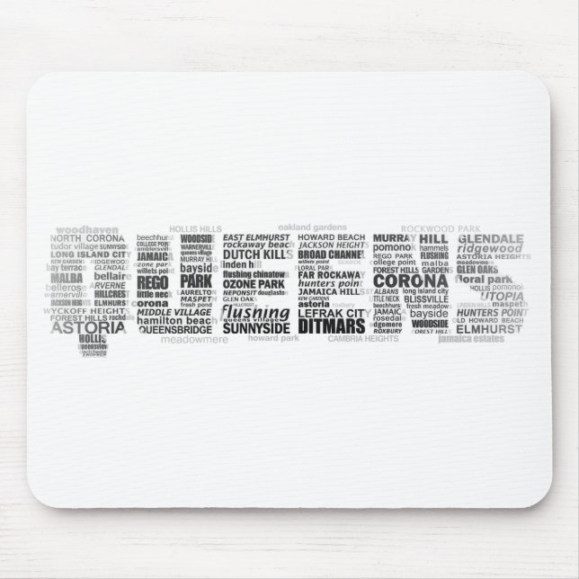 Typografie Mousepad des Queens-New York (Vorne)