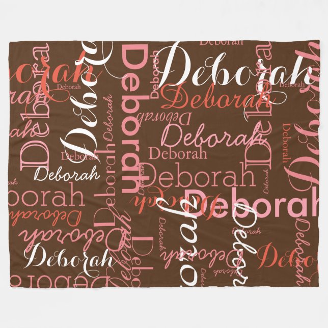 Typografie Muster rosa Namen Brown Fleece Blanket (Vorderseite (Horizontal))