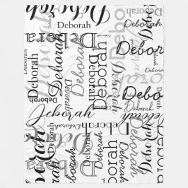 Typografie Muster Schwarze Namen auf einem Weißen Fleecedecke