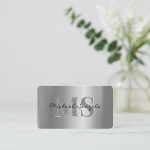 Typografie Name QR Code Schrift Luxus Silber Visitenkarte