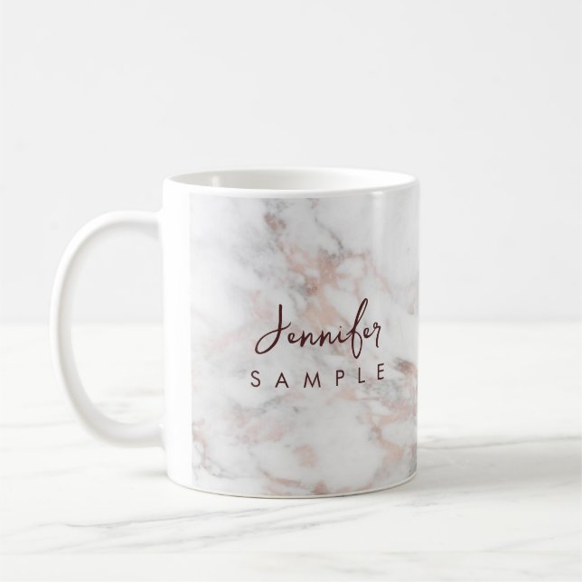 Typografie Name Rose Gold Marmorvorlage Best Kaffeetasse (Links)