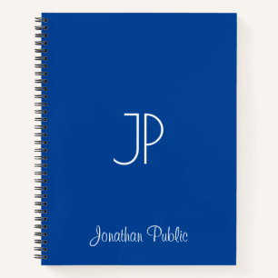 Typografie Name Template Monogram Deep Blue Notizbuch