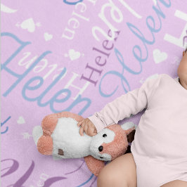 Typografie Name und Herz wiederholt Allover Lilac Fleecedecke