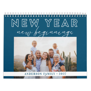 Typografie Neues Jahr Neue Anfänge Türkis Blau Fot Kalender