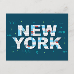 Typografie New York City, New York Postkarte