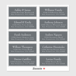 Typografie Off-Black Wedding Guest Address Labels