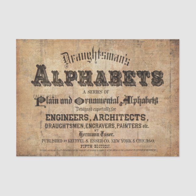 Typografie-Papiertücher für Decoupage Möbel Seidenpapier (Vorderseite)