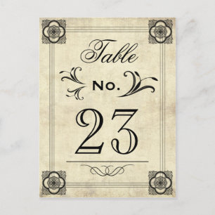 Typografie Parchment Vintage Hochzeit Tischnummern