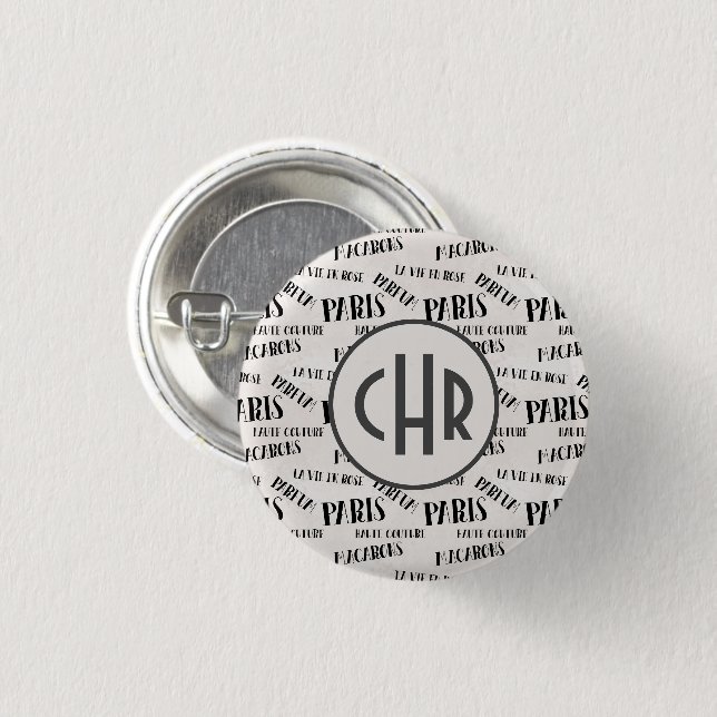 Typografie | Paris | Parfum Button (Vorne & Hinten)