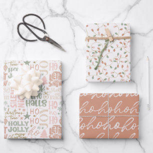 Typografie Pastell Holiday Wrapping Paper Geschenkpapier Set