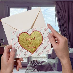 Typografie Pattern Gold Red Heart Valentinstag Feiertagskarte