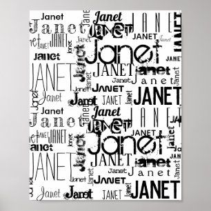 Typografie Personalisieren Schwarz-weißer Name Poster