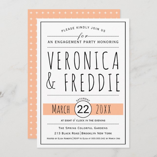 Typografie Pfirsichfest Einladung (Vorne/Hinten)