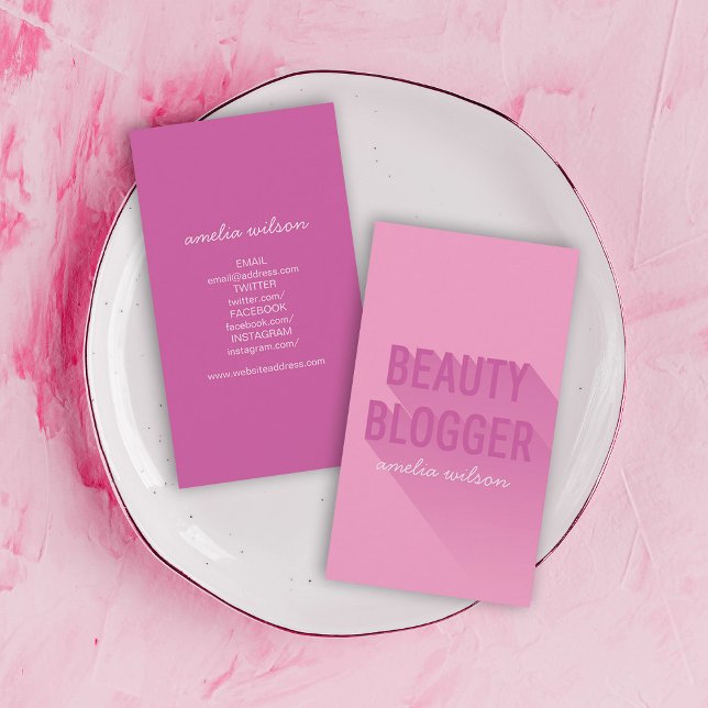 Typografie Pink Lila Beauty Blogger Social Media Visitenkarte (Von Creator hochgeladen)