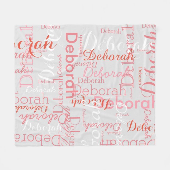 Typografie Pink Names Gray Fleecedecke (Vorderseite (Horizontal))
