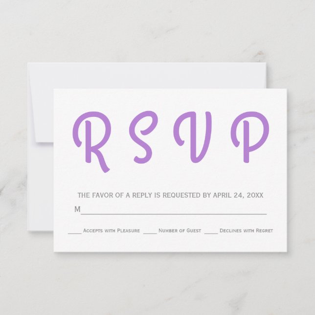 Typografie polka dot lavender weded RSVP (Vorderseite)
