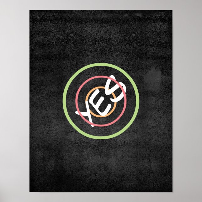 Typografie Poster ja auf Holzkohle grau (Vorne)