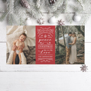 Typografie Red Joy and Peace dieses Weihnachtsfest Feiertagskarte