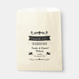 Typografie Retro Hochzeit Schwarz-Weiß Geschenktütchen