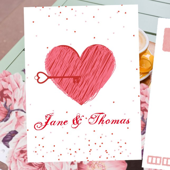 Typografie Romantischer Niedlicher Rotherz Valenti Postkarte (Von Creator hochgeladen)