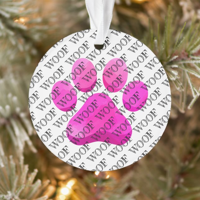 Typografie rosa Hundepflaster drucken modernen Hau Ornament (Baum)