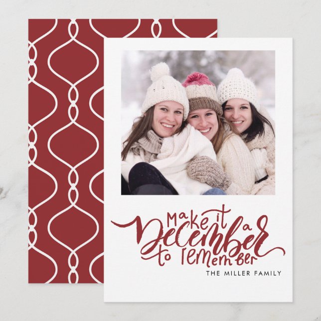 Typografie Rotes Foto Weihnachtskarte Einladung (Vorne/Hinten)