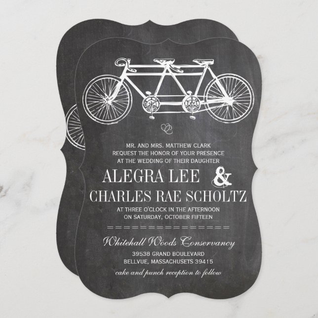 Typografie-Schalttafel Retro-Fahrrad gebaut für zw Einladung (Vorne/Hinten)