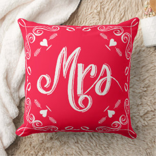 Typografie Schiefertafel Mrs Brides Rosa oder jede Kissen