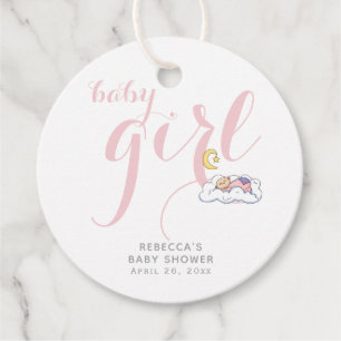 Typografie schlafend Mädchen Danke, Baby-Dusche Geschenkanhänger
