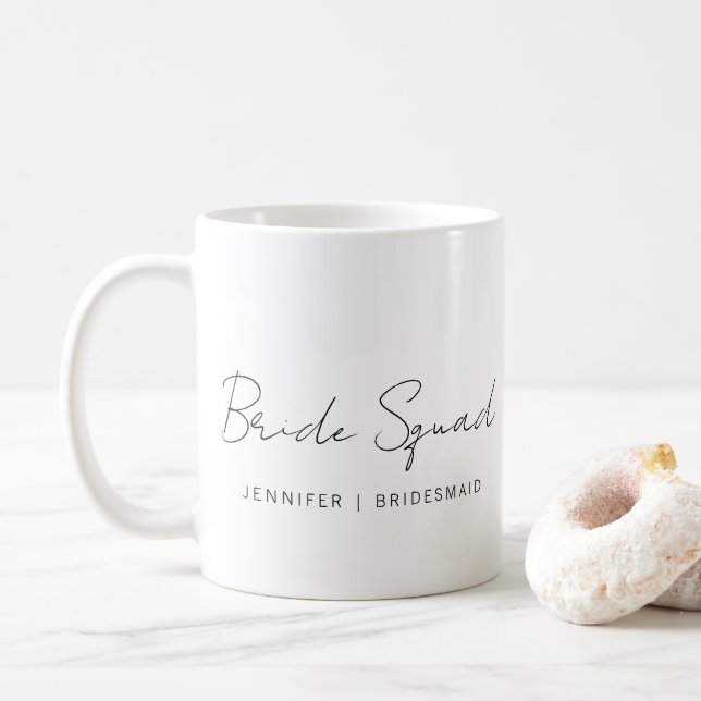 Typografie Schrift Braut Squad Brautjungfer Kaffeetasse (Mit Donut)