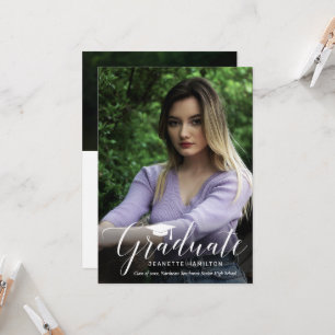 Typografie Script Front/Back Foto Abschluss Invi Einladung