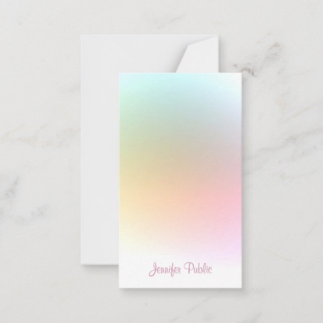 Typografie Script Moderne, trendige, farbenfrohe V Mitteilungskarte (Vorderseite)