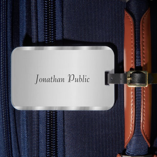 Typografie Script Name Glam Imitate Silver Templat Gepäckanhänger (Vorderseite Insitu 4)