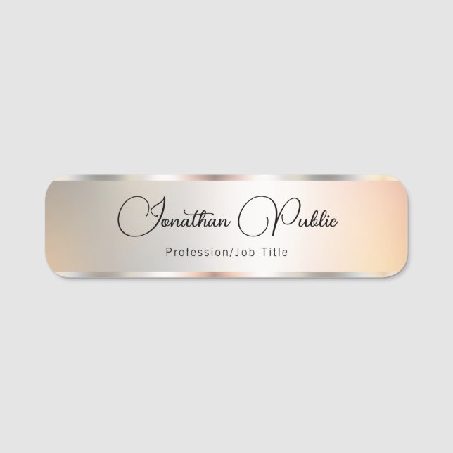 Typografie Script Name Imitate Silver Template Tre Namensschild (Vorderseite)