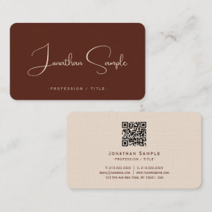 Typografie Script Terracotta Luxus Premium Linen Visitenkarte