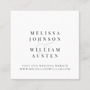 Typografie Script Wedding Website Insert Card Quadratische Visitenkarte