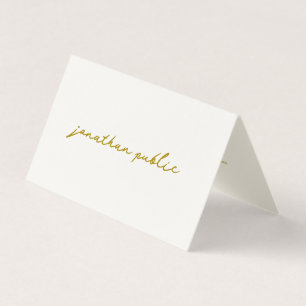 Typografie Signature Cream & Gold Gedeckter Luxus Visitenkarten