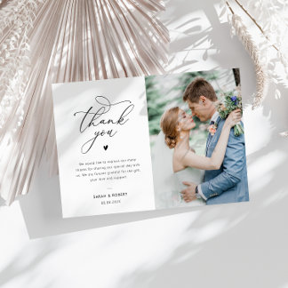 Typografie-Skript benutzerdefinierte Foto Hochzeit Dankeskarte