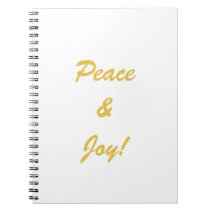 Typografie-Skript für Frieden und Freude in golden Notizblock